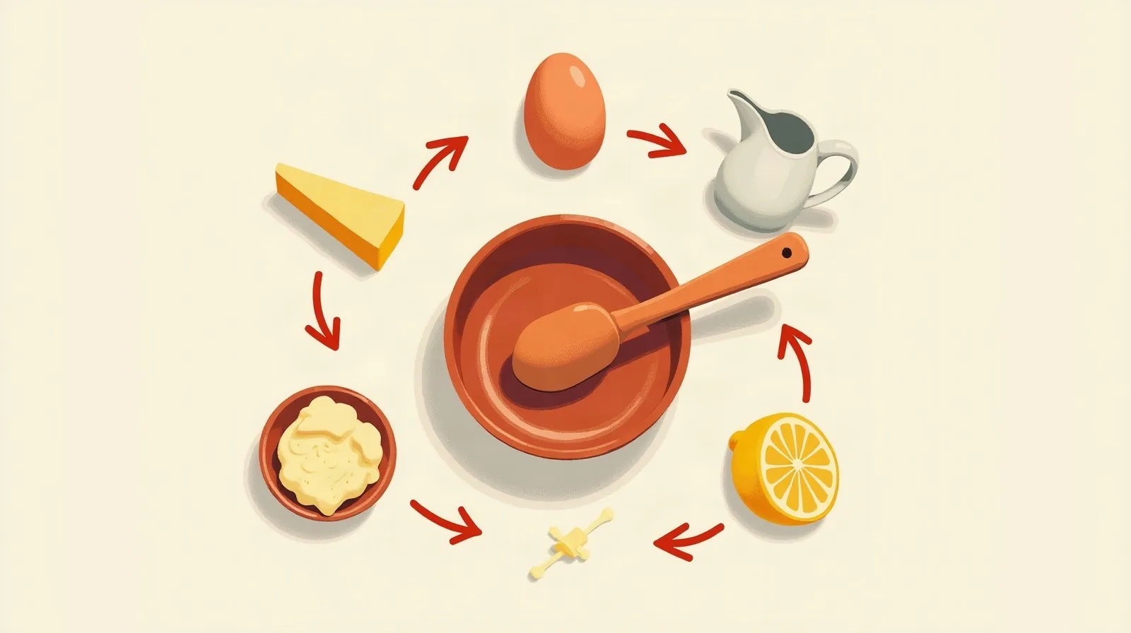 A person cropped from the shoulders down at a sunlit kitchen counter, pouring a splash of vinegar into a measuring cup of milk beside an open recipe card, a carton of eggs and a small tub of butter softly blurred nearby